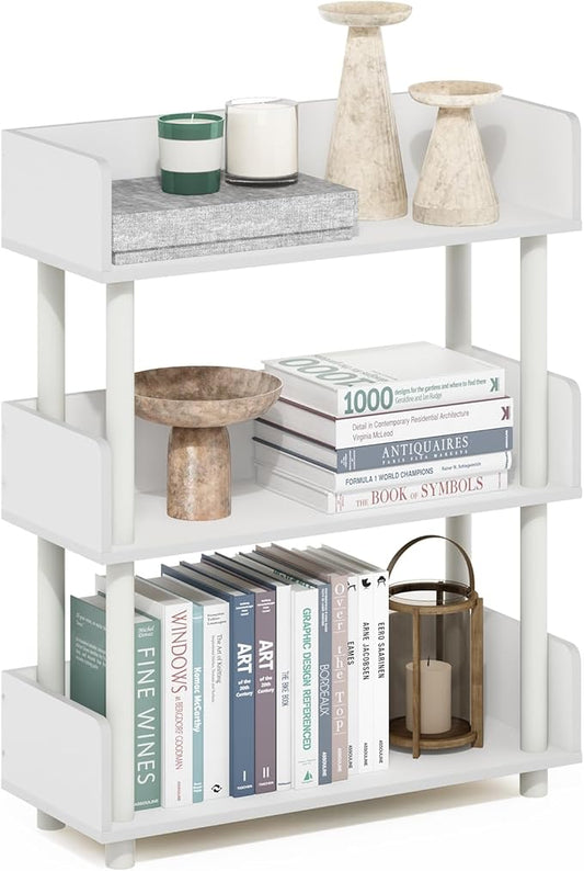 Furinno Turn-N-Tube 3-Tier Freestanding Multipurposes Display Rack, Bookshelf, White/White-NeatNest