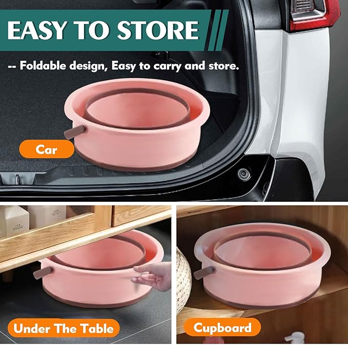 Collapsible Bucket 4.5 Gallon/17L Large Plastic Household Cleaning Mop Buckets Foldable Water Bucket for Car Wash Fishing Camping Beach (Pink-Large)-NeatNest