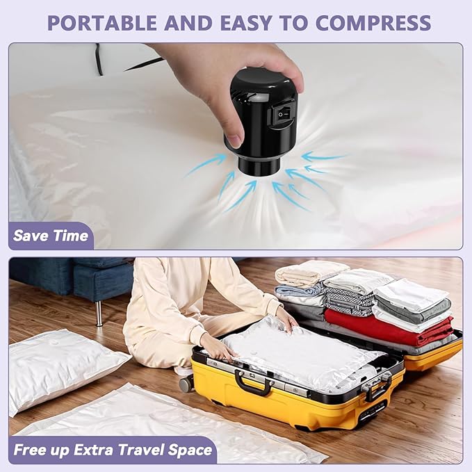 12 Pack Vacuum Storage Bags, Space Saver Bags, Compression for Comforters and Blankets, Plush Toy, Sealer Clothes Storage (3 Jumbo/3 Large/3 Medium/3 Small) Electric Vacuum Pump Included-NeatNest
