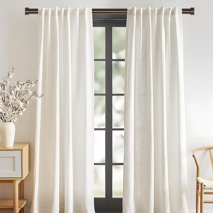 2 Pack Curtain Rods for Windows 28 to 48 Inch(1.5-5 Feet), Bronze 1'' Diameter Drapery Rods with End Cap Style Design,Modern Adjustable Heavy Duty Curtain Rod,Size:30''-60''