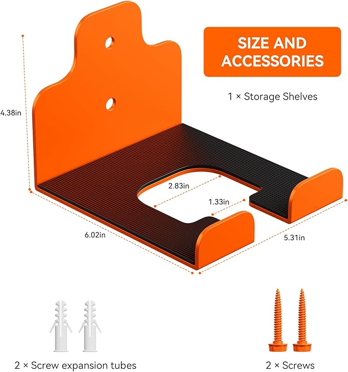 Garage Organizer Trimmer Rack, Garden Power Tool Hanger Weed Whackers Holder Wall Mounted for Grass Trimmer, Hedge Trimmer, Garage Trimmer, Garden Tools,3 Pack(Orange)-NeatNest