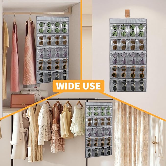 2 Pcs Sunglasses Organizer Storage Sunglass Holder for Wall Hanging Eyeglass Organizer for Multiple Glasses (GRAY)-NeatNest