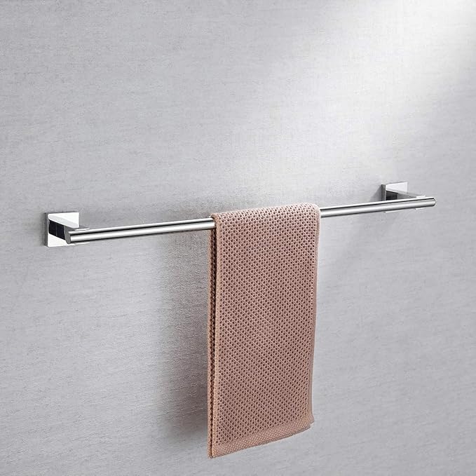 Miyili Bathroom Single Towel Bar 24-Inch Stainless Steel Towel Rack Bath Towel Hanger Wall Mount Polished Finish, A02C60A