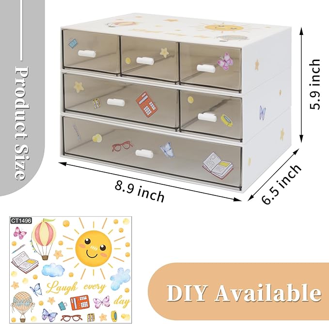 3 Tier Stackable Desk Organizer With 6 Drawers - Plastic Storage for Makeup and Desktop Organization (White)-NeatNest