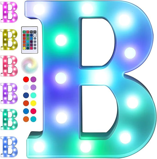 Foaky Colorful LED Letter Lights with Remote,Marquee Light Up Letters Sign for Night Light Wedding/Birthday Party Battery Powered Christmas Lamp Home Bar Decoration(B)-NeatNest