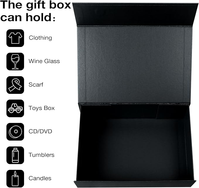 Aimyoo Galaxy Black Collapsible Gift Box with Magnetic Closure Lids 10.5x7x3 in, Bridesmaid Groomsmen Proposal Box, Medium Rectangle Box for Present Graduation Storage 3 Pack-NeatNest