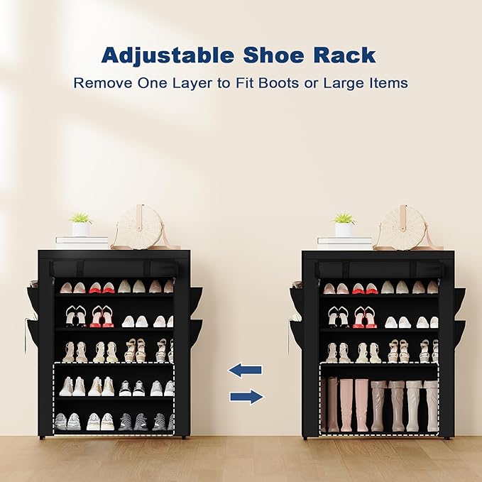Mavivegue Shoe Rack with Cover, 5 Tier Shoe Organizer for Entryway, Shoe Storage for Front Door Entrance, Closet-NeatNest