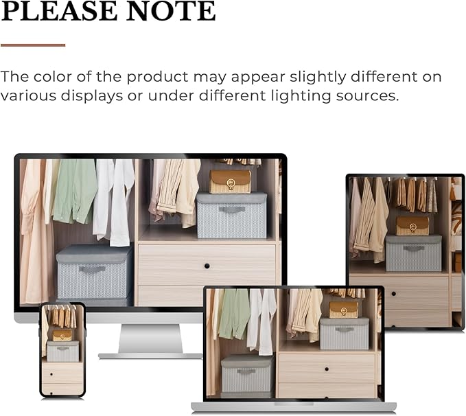 GRANNY SAYS Fabric Bins with Lids, Decorative Storage Containers with Lids, Stackable Storage Bins, Large Storage Boxes for Organizing Closet Shelves, Light Gray/White, 2-Pack-NeatNest