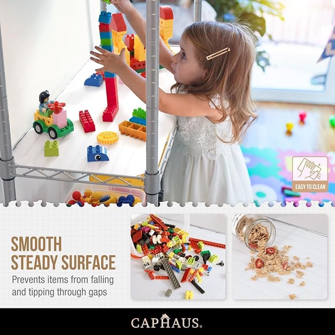 CAPHAUS NSF Black 5-Tier Adjustable Shelves Metal Wire Shelving Unit with Liners, Kitchen Storage Shelving, Metal Steel Storage Shelving, Garage Shelving Storage Organizer, Utility Shelf, No Wheels-NeatNest