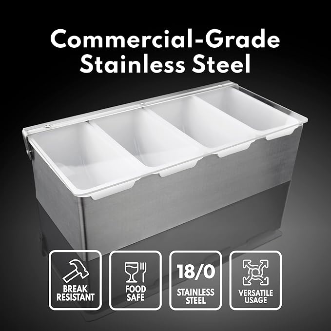 New Star Foodservice | Multi-Compartment Restaurant-Grade Condiment Dispensers (Silver, 3 Compartments)-NeatNest