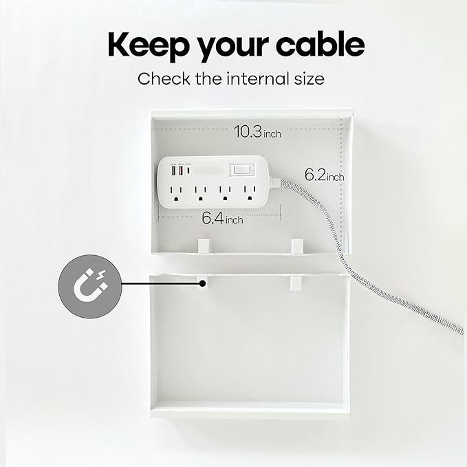 Book Shape Decorative Cable Management Box - Expandable Cable Organizer Box with Magnetic Closure for Home & Office (PatternHouse, Standard)