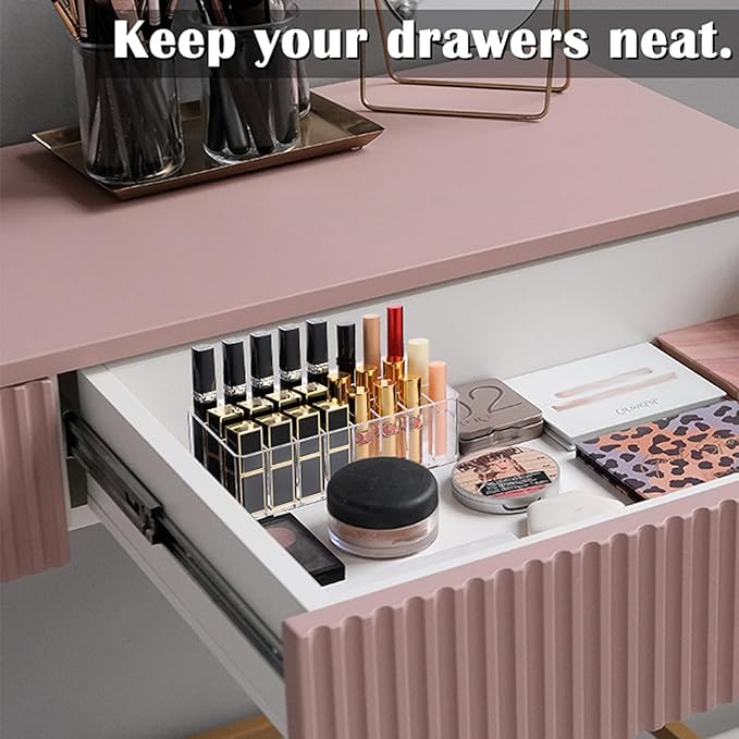 ELLDOO Rollerball Perfume Organizer, 24 Spaces Clear Acrylic Perfume Storage Holder Beauty Scent Holder, Makeup Lipgloss Lipstick Display Case-NeatNest