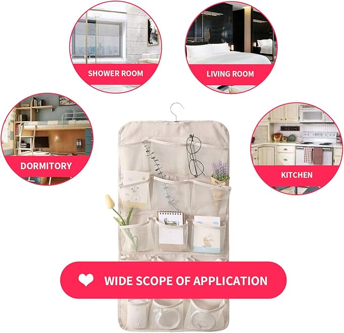 Enlarged Closet Hanging Bra Organizer with Rotating Metal Hanger, Dual Sided Wall Shelf Wardrobe Mesh Pockets Hanging Storage Bag for Bra Socks Underwear Underpants-NeatNest