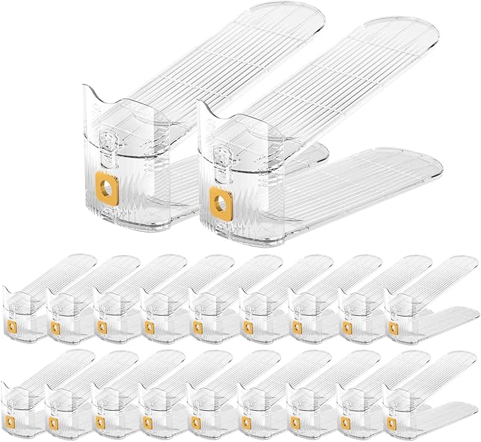 CiBiZi Clear Shoe Slots Organizers 20Pack Shoe Stacker Organizer for Closet Shoe Stackers for a Pair of Shoes Shoe Display Shelf Shoe Rack Holders Space Saver Organizador de Zapatos (Clear)-NeatNest