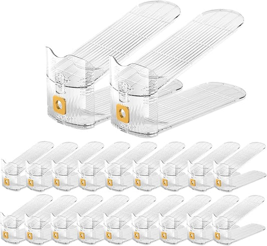 CiBiZi Clear Shoe Slots Organizers 20Pack Shoe Stacker Organizer for Closet Shoe Stackers for a Pair of Shoes Shoe Display Shelf Shoe Rack Holders Space Saver Organizador de Zapatos (Clear)-NeatNest