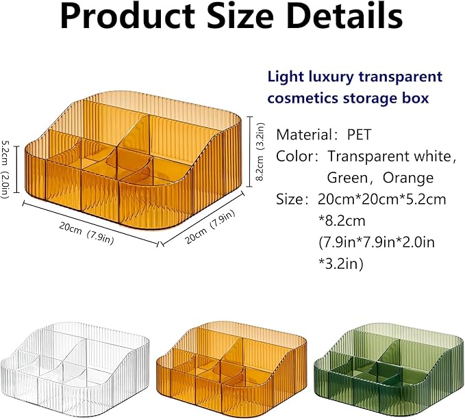 DASITON Large Capacity Makeup Brush Holder,8 Slot Makeup Brush Cup,Vintage striped Make Up Brush Holder,for Vanity Decor,Bathroom Countertops,Desk Storage Container,Cosmetic Display cases(Clear-XL)-NeatNest