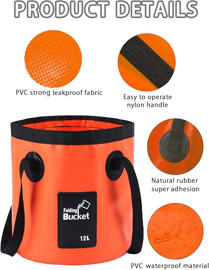 Wlikn Collapsible Bucket with Handle, Lightweight 5 Gallon 20L Folding Water Container, Portable Wash Basin for Camping, Fishing, Gardening, Car Washing, and Outdoor Use-NeatNest