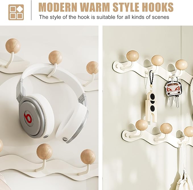 Coat Hooks for Wall, Key Holder Wall Mount, Coat Rack Wall Mount, Wall Hooks for Coats, Hooks for Hanging Hat Towel Purse Robes Mudroom Bathroom Entryway, Beige-NeatNest