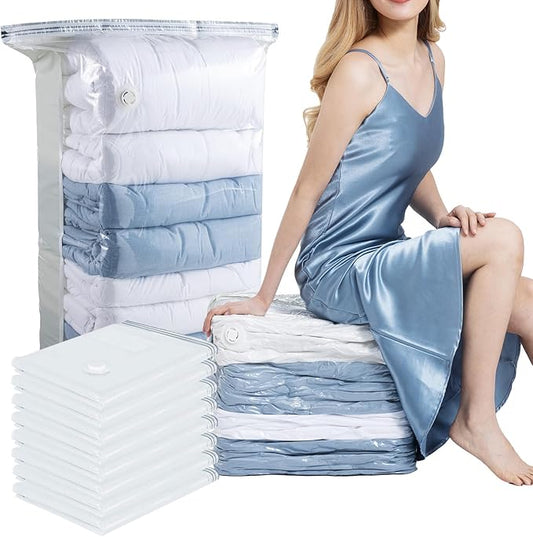 8 Pack Vacuum Storage Bags, Jumbo Cube 31x40x15 Inch, Extra Large Vacuum Seal Bgas for Comforters, Blankets, Pillow, Quilts, Space Saver Clost Oragnization, Clear-NeatNest