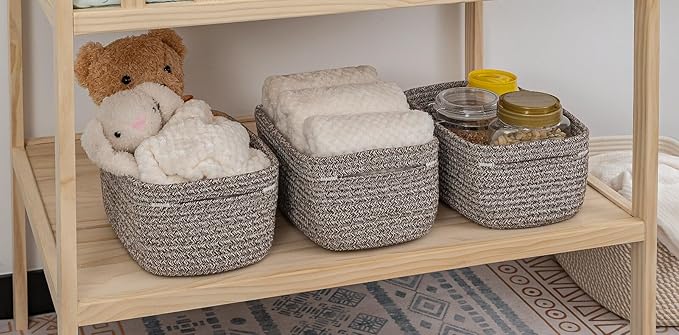 CubesLand Woven Basket for Organizing/Storage,Cube Shelf Closet Storage Baskets Bins,Long-lasting &Skin-friendly Toy Storage Basket,Stylish Room Decor Basket,Rope Basket,Mixed Brown Basket for Shelves-NeatNest