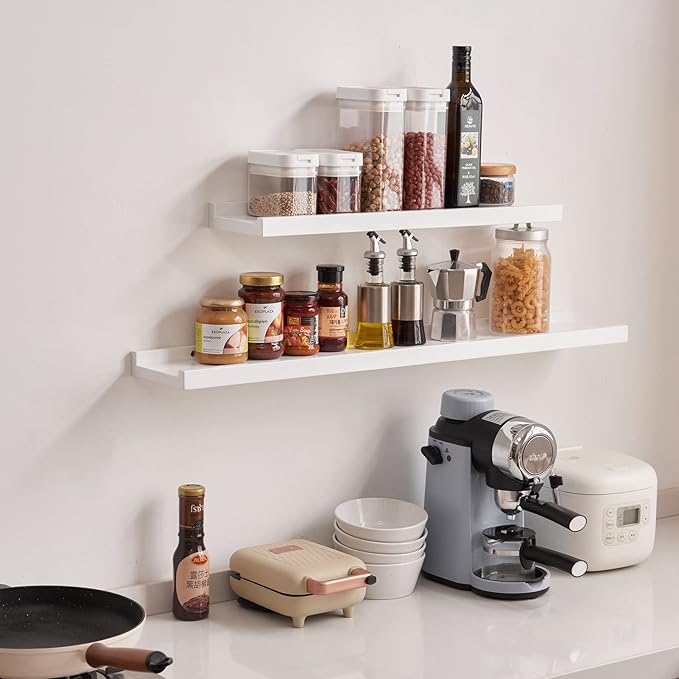 Floating Shelf White Oak Wood Wall Shelves 36 Inch (Upgrade Width 6"), Display Picture Ledge Shelf for Bedroom Living Room Bathroom Office Kitchen Wall Storage Shelves-NeatNest