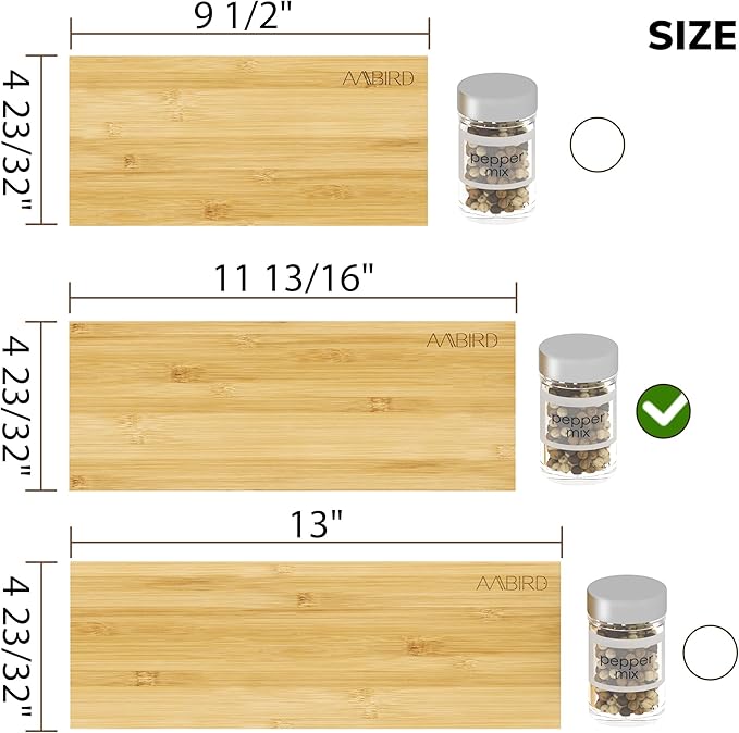AMBIRD Bamboo Spice Drawer Organizer with Non-slip Mat,4 Tier - 2 Set Jar Spice Rack Tray From 12''to 24'',Hold up 48 Jars Seasoning Organizer for Kitchen,Cabinet,Drawers,Countertop-NeatNest