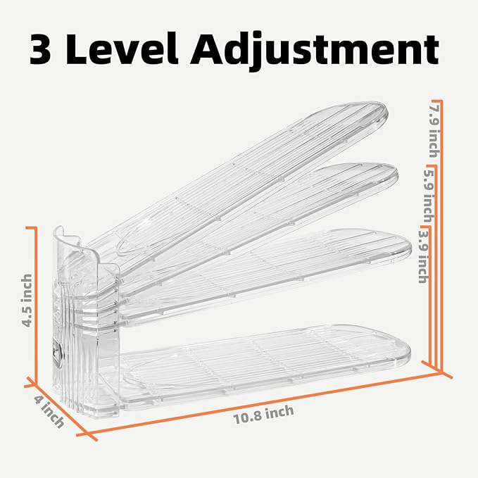 Shoe Slots Organizer, 20PCS Adjustable Double Layer Stack Shoe Rack, 50% Space-Saving Storage Rack Holder, Transparent-NeatNest