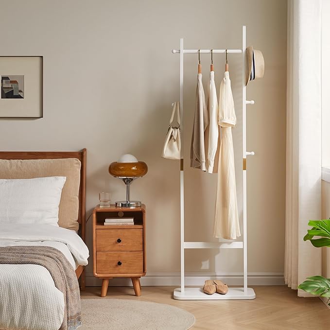 Clothing Rack for Hanging Clothes, White Freestanding Clothes Rack Heavy Duty, Small Hanging Rack Hall Tree, Very Sturdy Coat Rack Stand White USYD-201-NeatNest