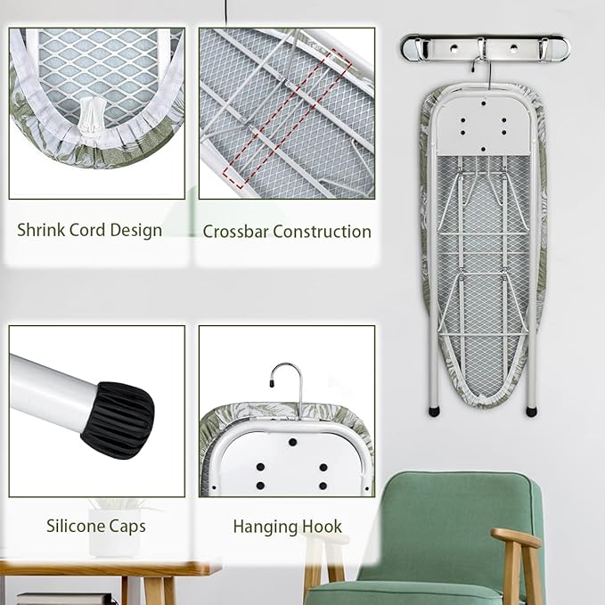 Duwee 12×32 in Table Top Ironing Board with Unique Iron Rest, Thicken Felt Padding, Heat Resistant Cover