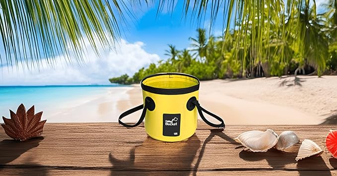 BANCHELLE Collapsible Bucket Water Container Portable Folding Camp Wash Basin for Outdoor Traveling Hiking Fishing Car Washing Gardening Camping (Yellow, 12L)-NeatNest