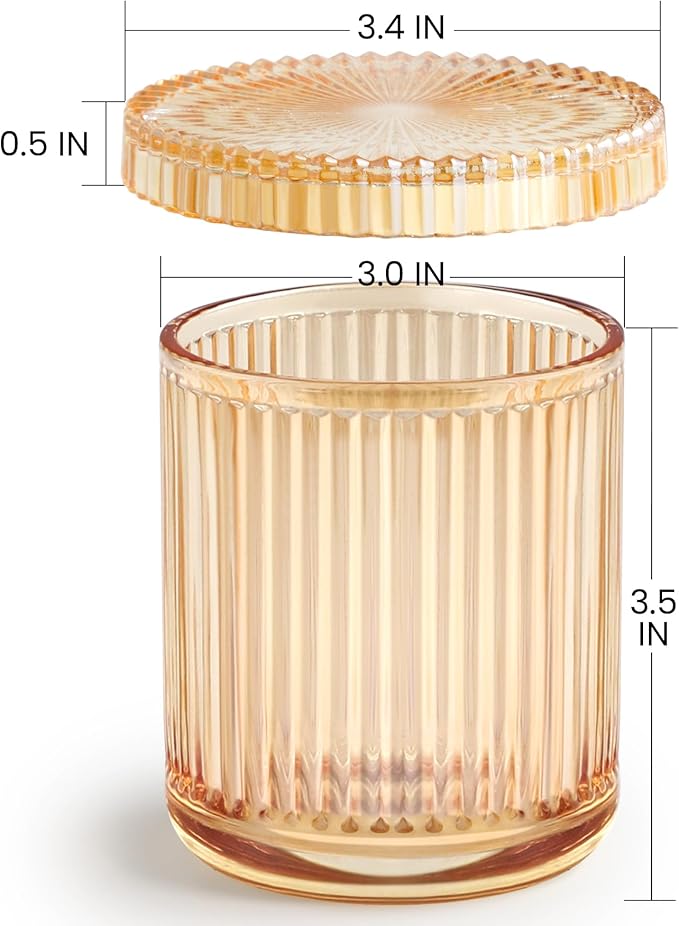 2 Pack Qtip Holder - Apothecary Jars with Lids, Bathroom Organizers and Storage Canister for Cotton Balls,Swabs,Floss Picks,Hair Ties,Clear Glass Vintage Bathroom Decor Jar Set (Amber)-NeatNest