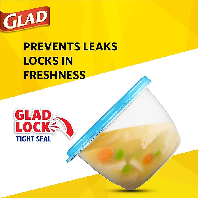 Glad Series Food Storage Containers, 4 Count | Strong and Durable Food Storage Food Containers for Everyday Use | Use to Store Meals, Snacks, and Desserts (Pack of 2)