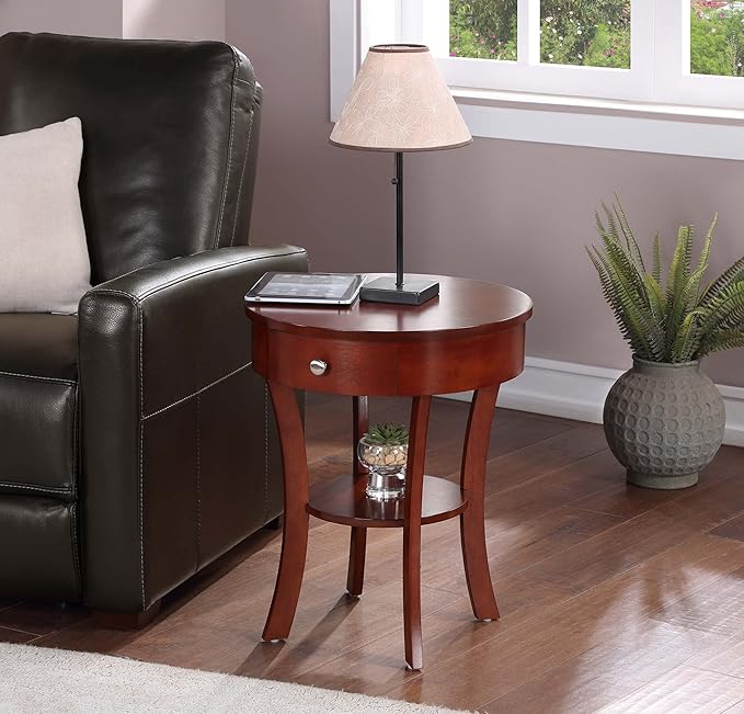 Convenience Concepts Classic Accents Schaffer 1 Drawer End Table with Shelf, 20" L x 20" W x 24" H, Mahogany-NeatNest