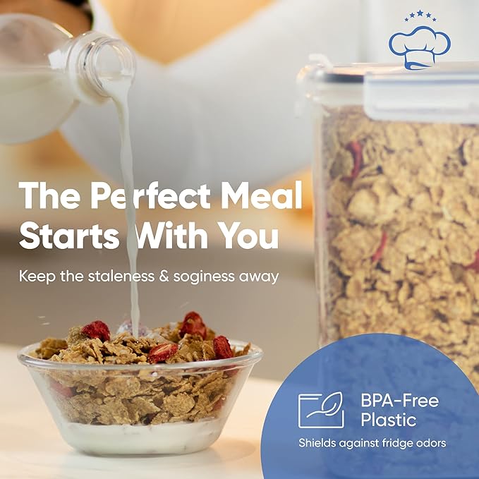 Cereal Containers Storage Set Large (4L,135.2 Oz), Airtight Food Storage Containers for Kitchen & Pantry Organization, Cereal Storage Container Set for Crunchiness, BPA Free Dispenser Keepers (4)-NeatNest
