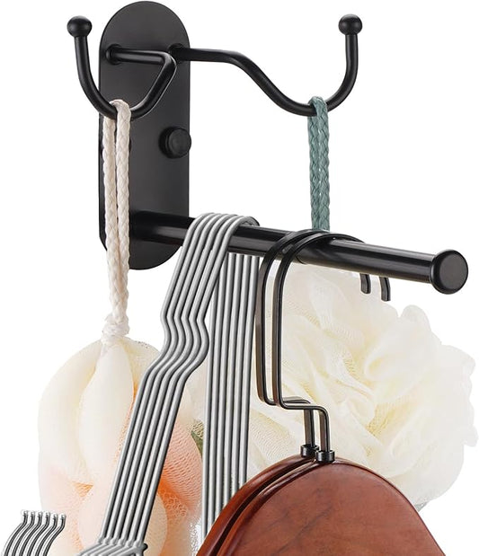 Clothes Hanger Storage, Clothes Hanger Storage Organizer, Damage Free Hanging Wall Hangers for Hanging in Living Spaces, Black-NeatNest