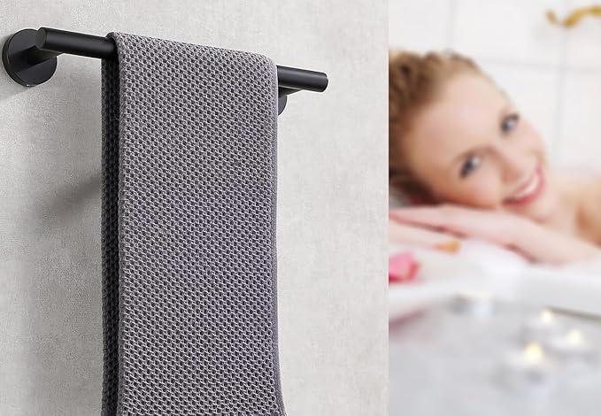 12 Inch Towel Bar 2 Pack for Bathroom 9/12/16/24/28/33 Inch Kitchen Hand Towel Holder Matted Black Stainless Steel 304 RUSTPROOF Wall Mount Towel Rod 2 of Pack (2, Matted Black, 12 Inch)