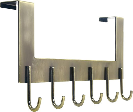 WEBI Over The Door Hooks for Hanging,Door Hanger:Over The Door Towel Rack,Over The Door Coat Rack Door Coat Hanger,6 Hooks for Hanging Clothes,Towels,Hats,Back of Bathroom,Bronze