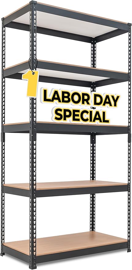 HOMEDANT 5 Tier Laminated Boltless Metal Shelving Unit Adjustable Garage Storage Utility Rack Heavy Duty Shelves Organization Multipurpose Shelf Warehouse Pantry Shed 35.9" W x 18.2" D x 71.3" H 1Pack-NeatNest