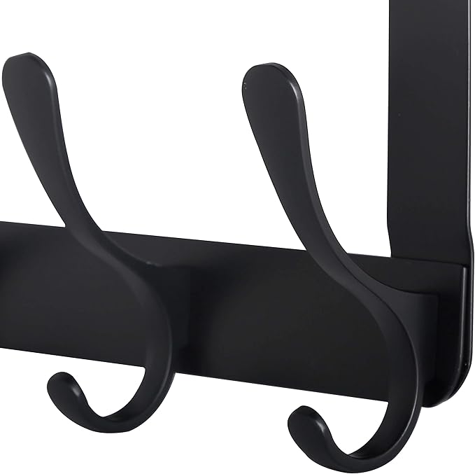 WEBI Over The Door Hooks for Hanging,Door Hanger,Over The Door Towel Rack Coat Rack Towel Hanger for Coats,Clothes,Bathroom,Black,2 Packs
