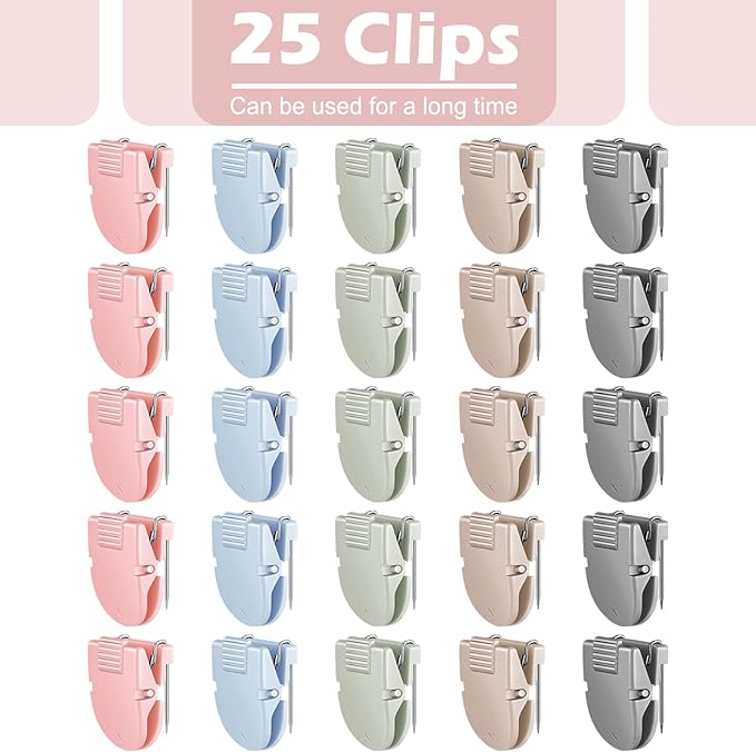 25 Pcs Cubicle Clips Fabric Panel Cubicle Accessories Fabric Partition Panel Wall Clip Office Photos Wall for Notes Memos Standard Size, 40-Sheet Capacity (Morandi Color)