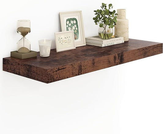 Heimlove Rustic Brown Bathroom Shelves Floating Shelves for Wall Shelf Over Toilet Long Wall Mounted Modern Farmhouse,48 x 12 Shelves with Invisible Brackets for Living Room, Kitchen, Bedroom-NeatNest