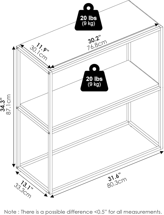 Furinno Moretti Modern Lifestyle Wide Stackable Shelf, 2-Tier, Solid White/White-NeatNest