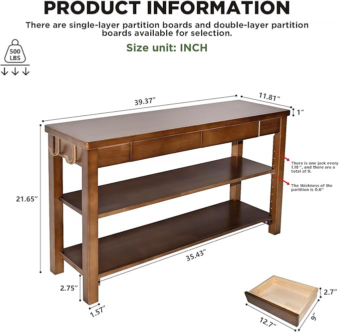 Wood Shoe Bench Entryway with Drawer: 2-Tiers Wooden Storage Shoe Rack with Bench Seat, Compact Mid-Century Modern Design for Entryway, Hallway,Closet,Front Door Entrance,Foyer Walnut 39.3"