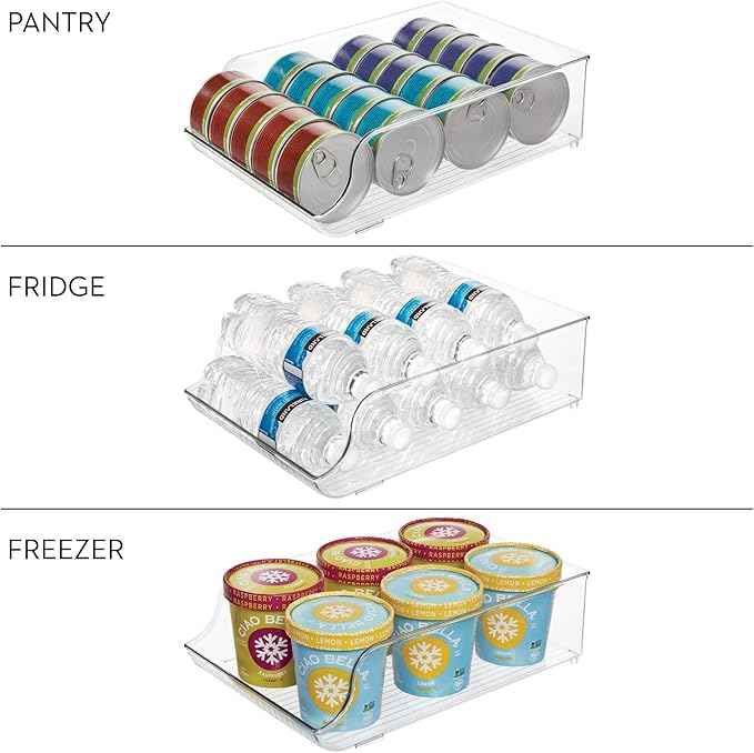 iDesign Water Bottle Organizer for Fridge - Set of 2 - Clear - Made in USA