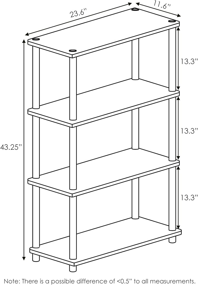 Furinno Turn-N-Tube 4-Tier Multipurpose Shelf Display Rack, Round Tubes, Pink/White-NeatNest