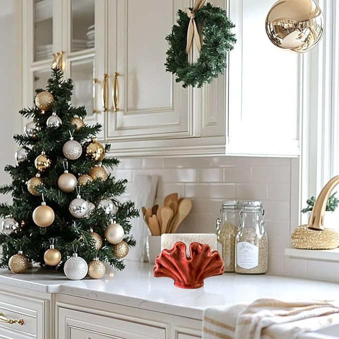 Ceramic Sponge Holder,Sponge Holder for Kitchen Sink,Compact Sink Caddy Organizer-Scouring Pad and Dish Sponge Holders,Farmhouse Kitchens Decor Cute Kitchen Gadgets Accessories(Red)-NeatNest