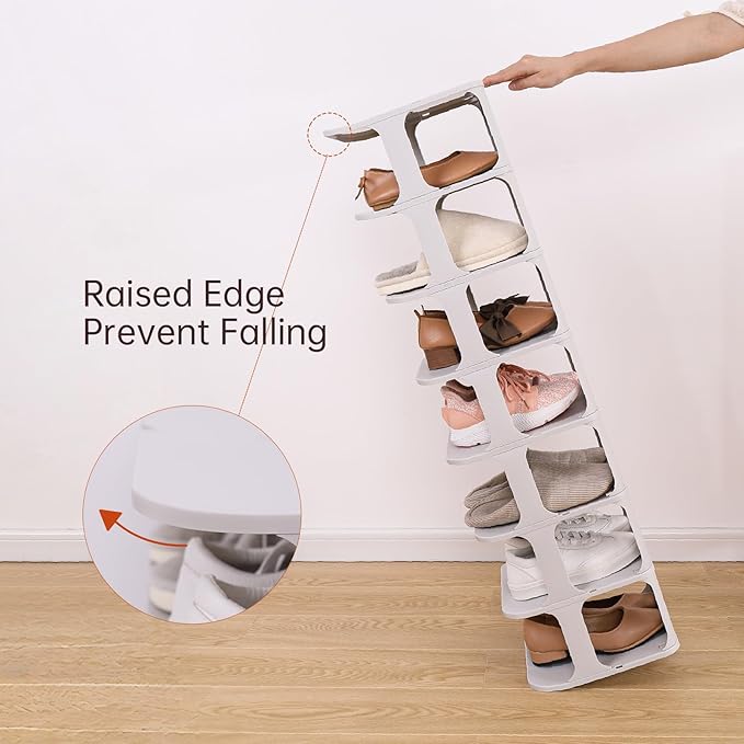 HAIXIN Shoe Rack for Closet - Stackable Shoe Organizer for Closet, Space-Saving Narrow Shoe Rack for Front Door Entrance, Grey-NeatNest