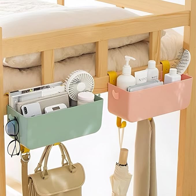 Bunk Bed Shelf for Top Bunk Bedside Shelf Accessories for Kids Bunk Bed Caddy with Hooks for Bed Rail-NeatNest