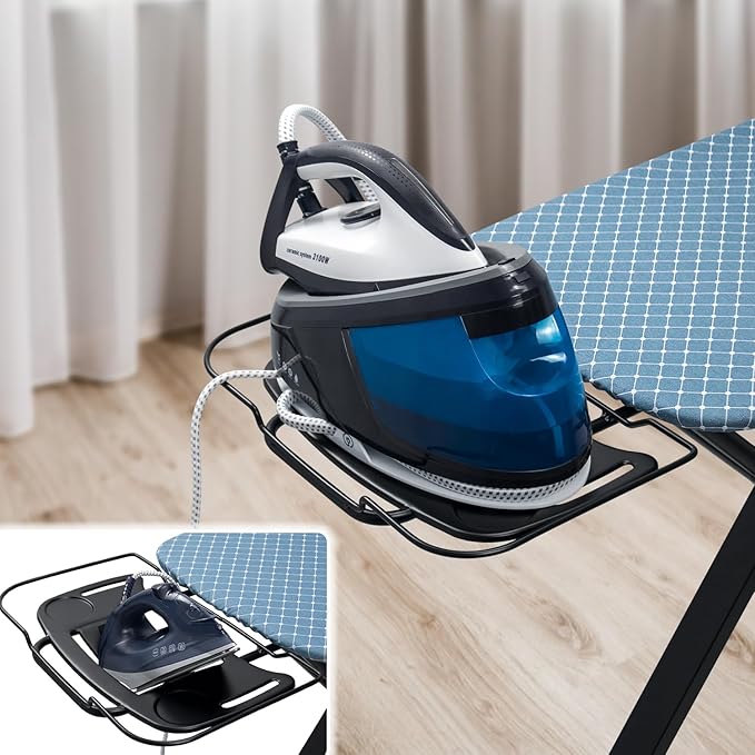 Duwee 17"x46" Ironing Board Full Size,Deluxe Ironing Board with Steam Iron Rest,Heat Resistant Cover and Thicken Felt Pad, Adjustable Height,Heavy Sturdy Legs