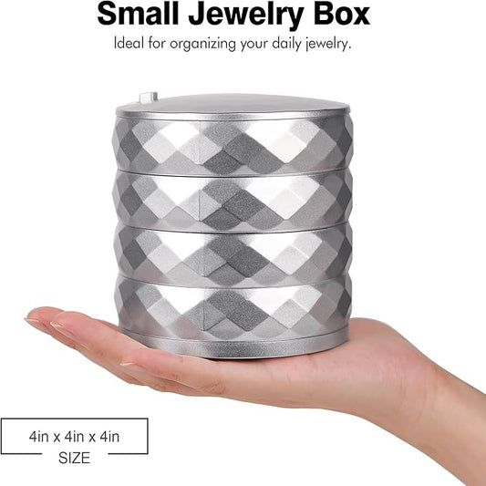 CONBOLA Travel Jewelry Case Box, Small Jewelry Organizer Earring Holder for Women, 5-Layer Rotating Jewelry Storage Tray with Lid for Bracelets Rings Bracelets-NeatNest